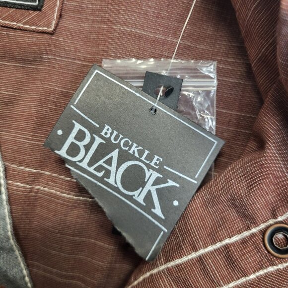 Buckle Black Shirt Mens Large Marled Athletic Fit Stretch Pearl Snap Long Sleeve - Picture 12 of 12